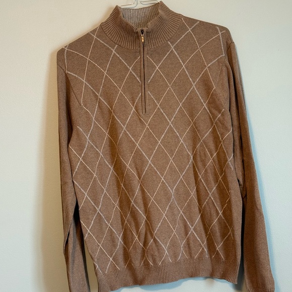 Van Heusen Other - Van Heusen Brown Argyle 1/4 Zip Sweater